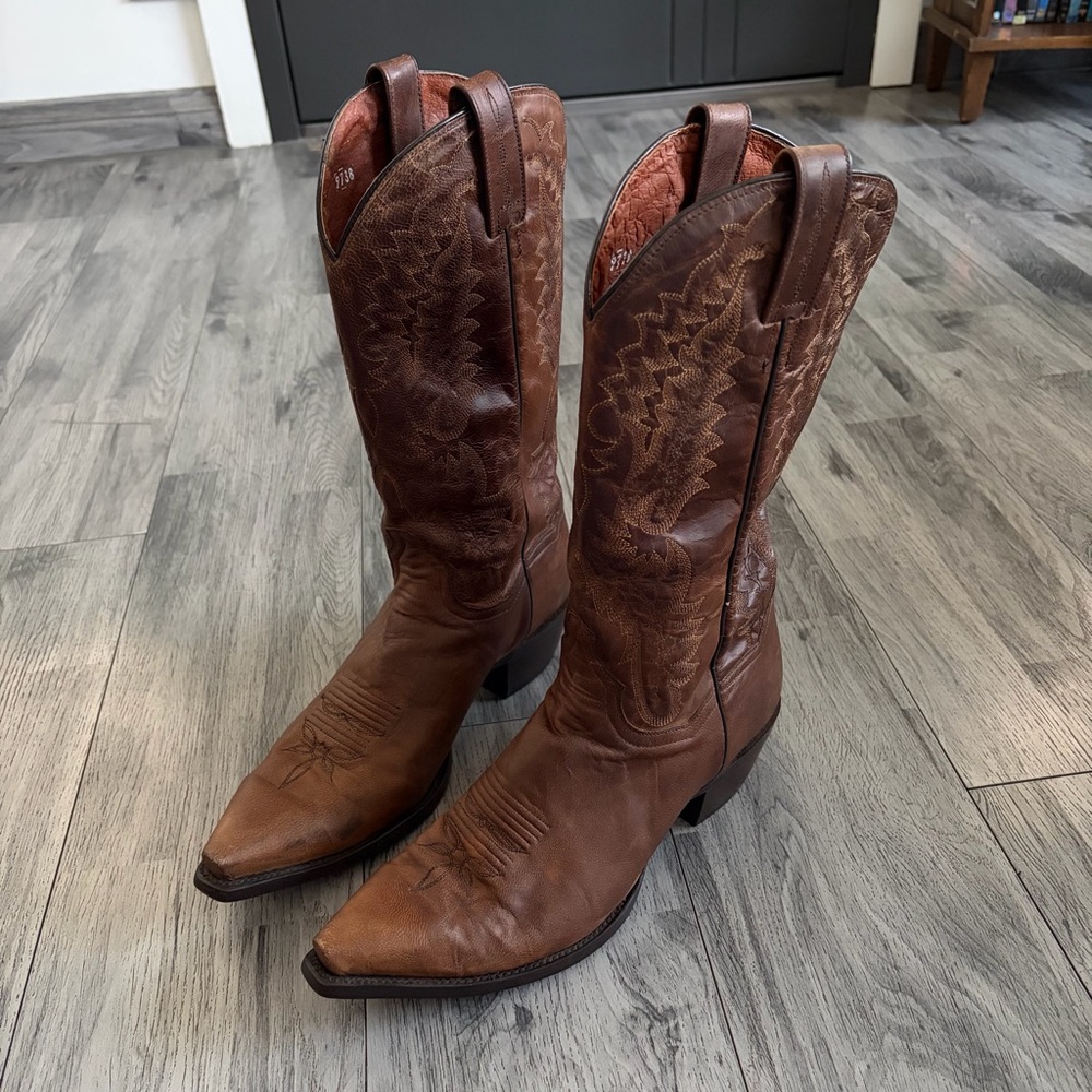 Dan Post Brown Leather Western Cowboy Boots - Picture 4 of 11